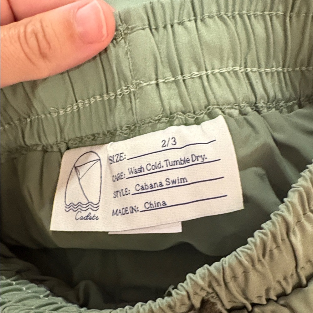 Cadets Cabana Swim Shorts in Green SZ 2/3 NWT - Picture 3 of 3